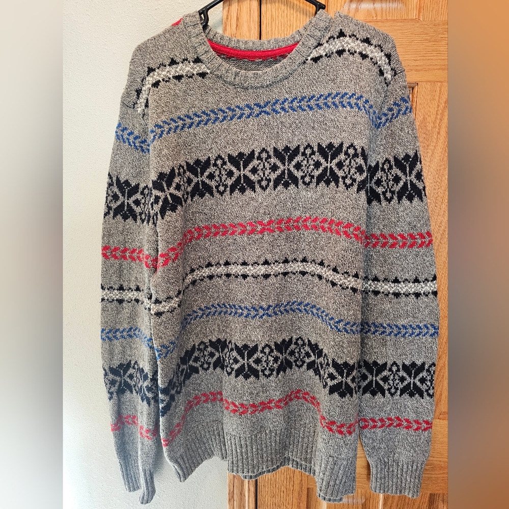 American Eagle Vintage Cotton Nordic Snowflake Ski Sweater Men's XXL